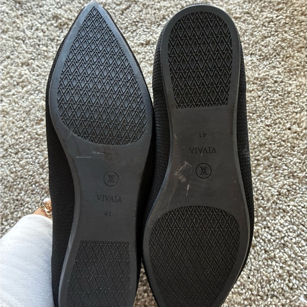 VIVAIA Black Knit Pointed-Toe Ballet Flats - worn once - Picture 2 of 2